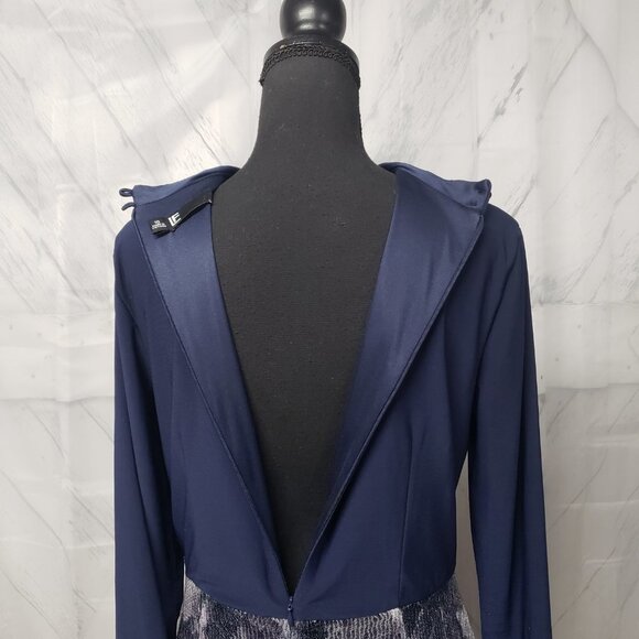 Leslie Fay Navy Sequin Maxi Evening Gown Size 10 - Picture 11 of 15